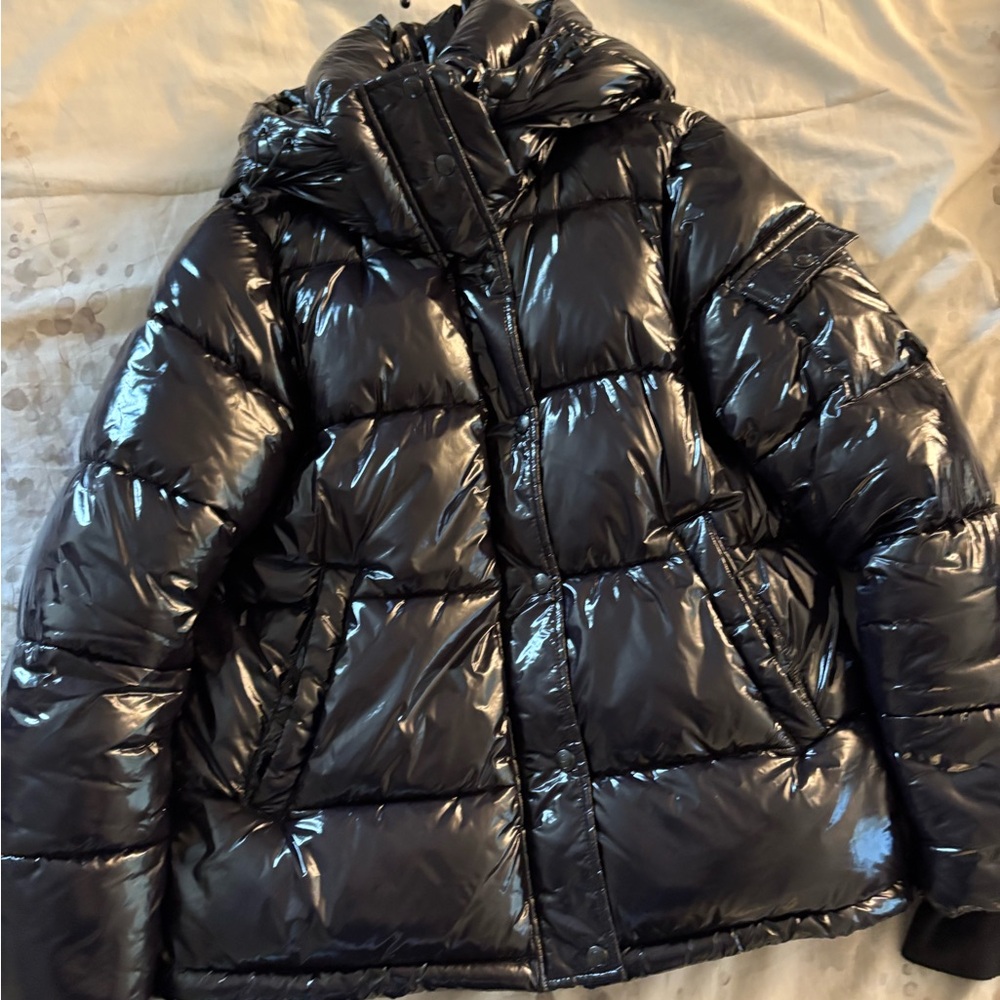 S13 Glossy Black Women's Puffer Coat size L